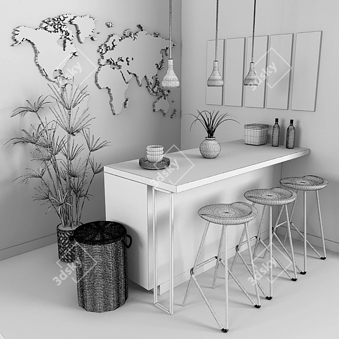 Modern Kitchen Set: Furniture, Decor & Accessories 3D model image 3