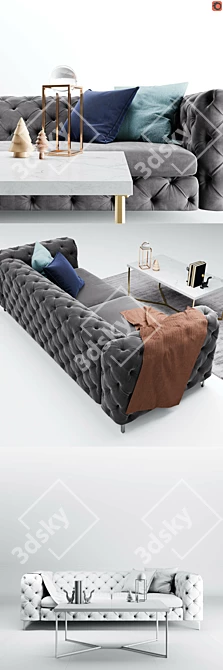 Elegant Kogut Chesterfield Sofa 3D model image 3