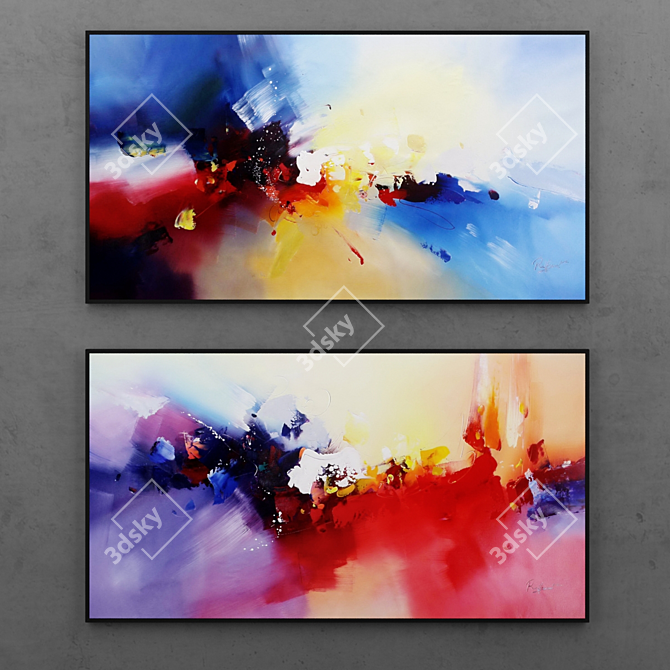 Fluid Art Abstract Paintings | Set of 6 3D model image 1