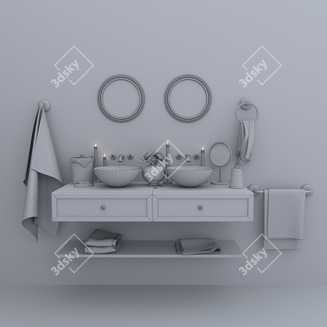 Elegant Wash Basin Decor 3D model image 2
