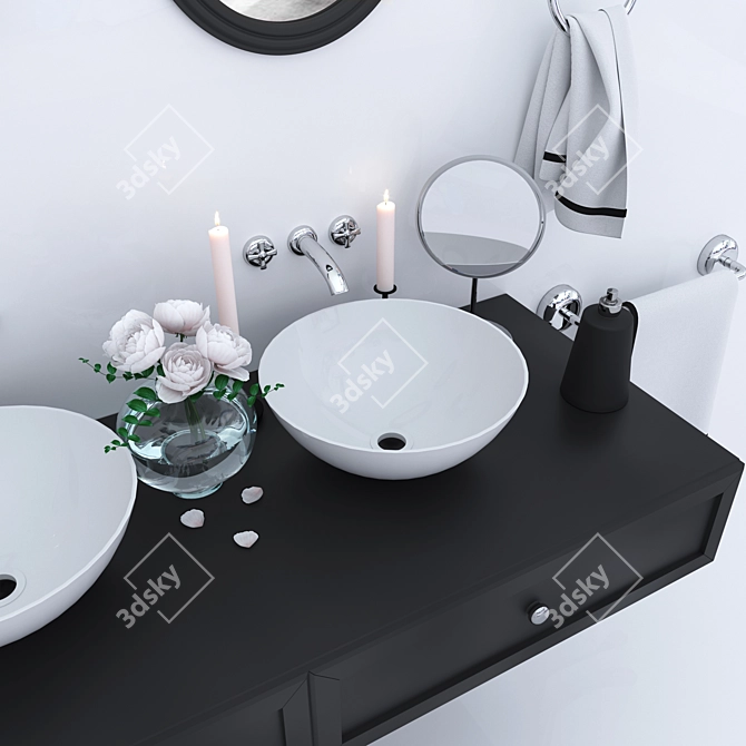 Elegant Wash Basin Decor 3D model image 3