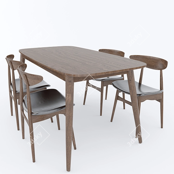 Modern Upholstered Dining Set 3D model image 1