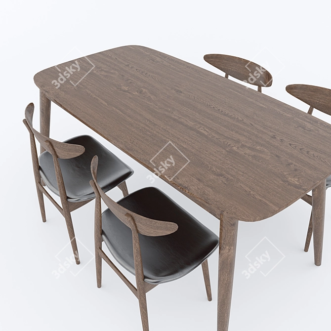 Modern Upholstered Dining Set 3D model image 2