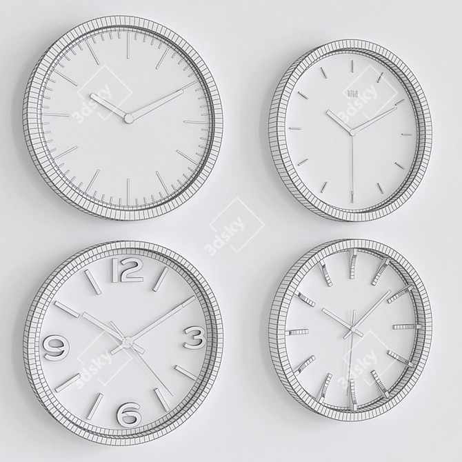 Sleek Modern Wall Clock 3D model image 2