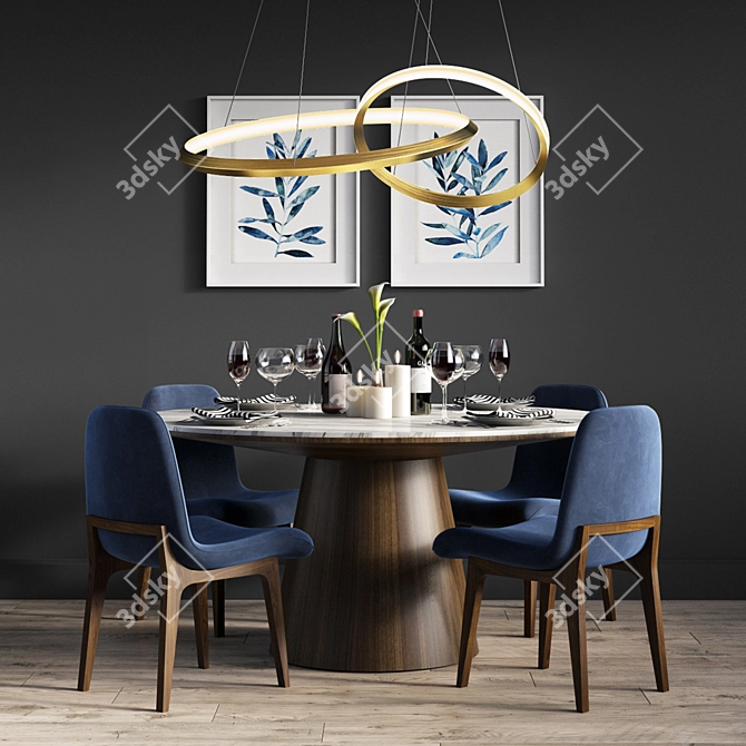 Modern Tiny Dinning Set: Aubrey Chair, Winston Table 3D model image 2