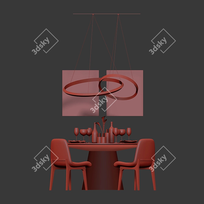 Modern Tiny Dinning Set: Aubrey Chair, Winston Table 3D model image 3