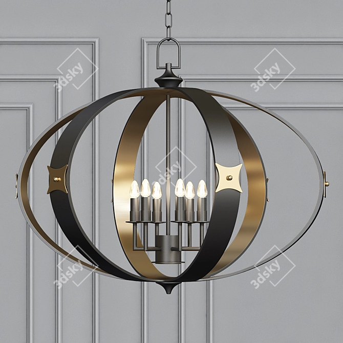 Elegant Huntsman Brass Chandelier 3D model image 1