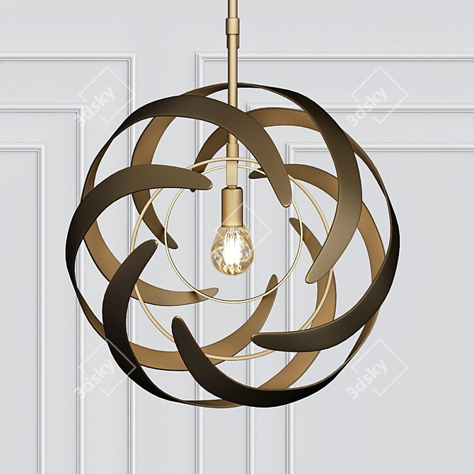 Elegant Trephine Gold Leaf Chandelier 3D model image 2