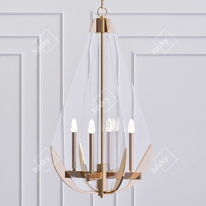 Modern Aged Brass Chandelier 3D model image 1