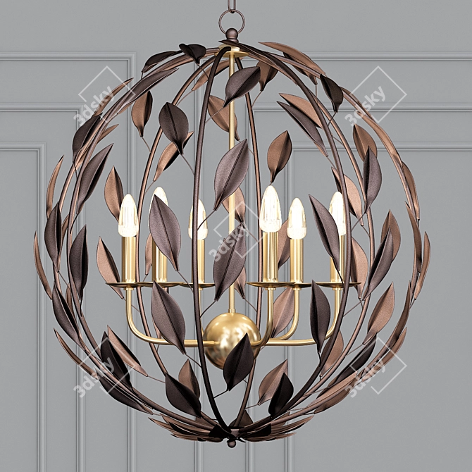 Gilded Elegance: 6-Light Bronze Sphere Chandelier 3D model image 1