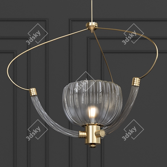 Luxury Italian Chandelier: Glass & Brass 3D model image 1