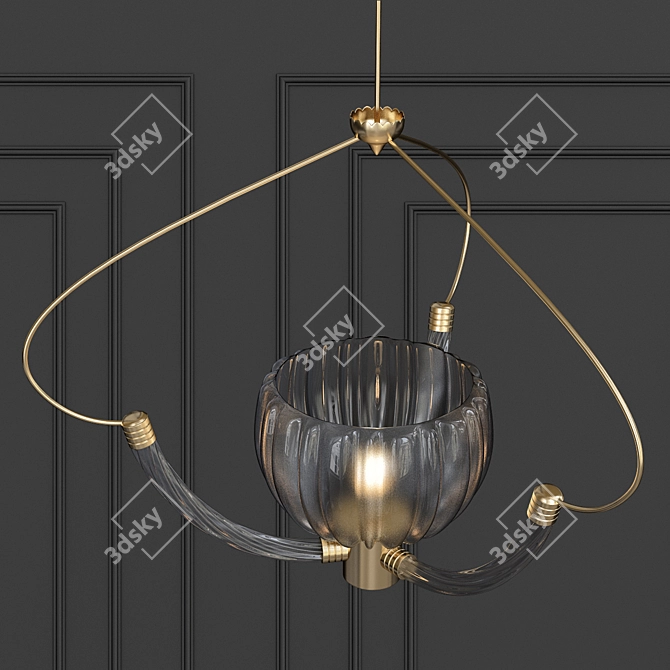 Luxury Italian Chandelier: Glass & Brass 3D model image 2