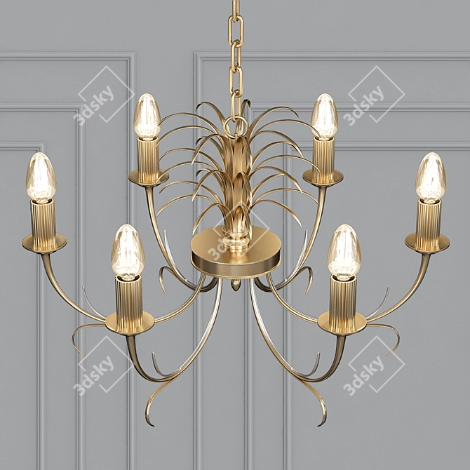 Vintage Boulanger Brass Chandelier 3D model image 2