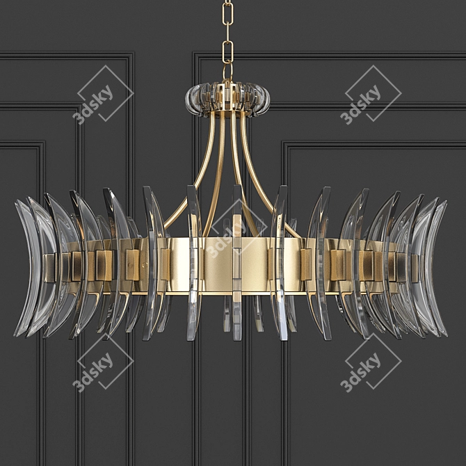 Elegant Coquette Chandelier: Antique Brass, 8 Lights 3D model image 1