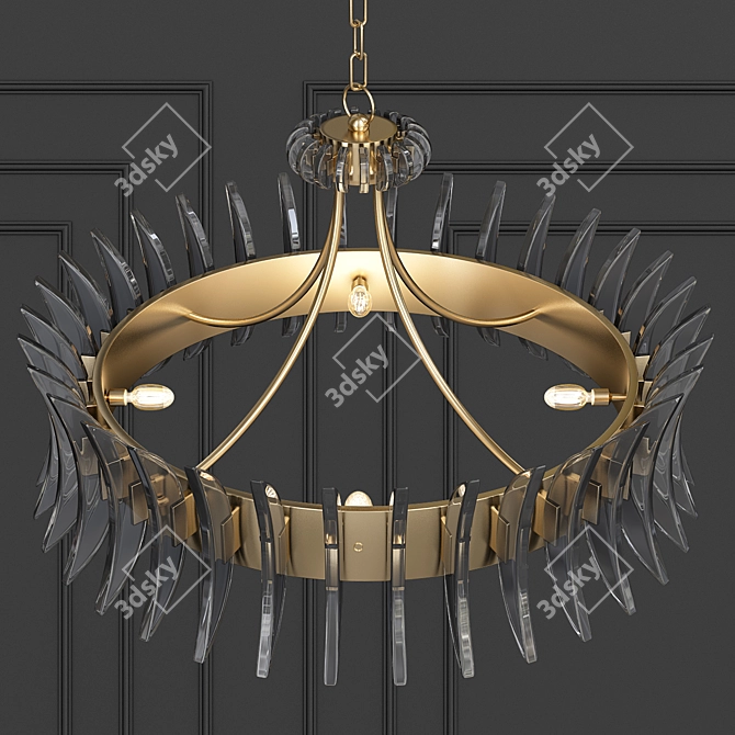 Elegant Coquette Chandelier: Antique Brass, 8 Lights 3D model image 2