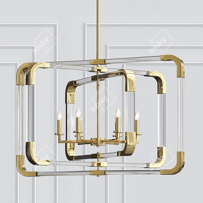 Modern Brass Acrylic Pendant 3D model image 1