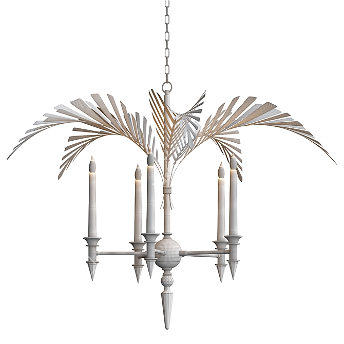 Handcrafted Palm Frond Chandelier with Crystal Accents 3D model image 3