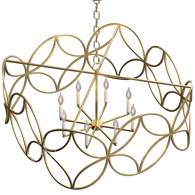 Golden Geometric Square Chandelier 3D model image 2