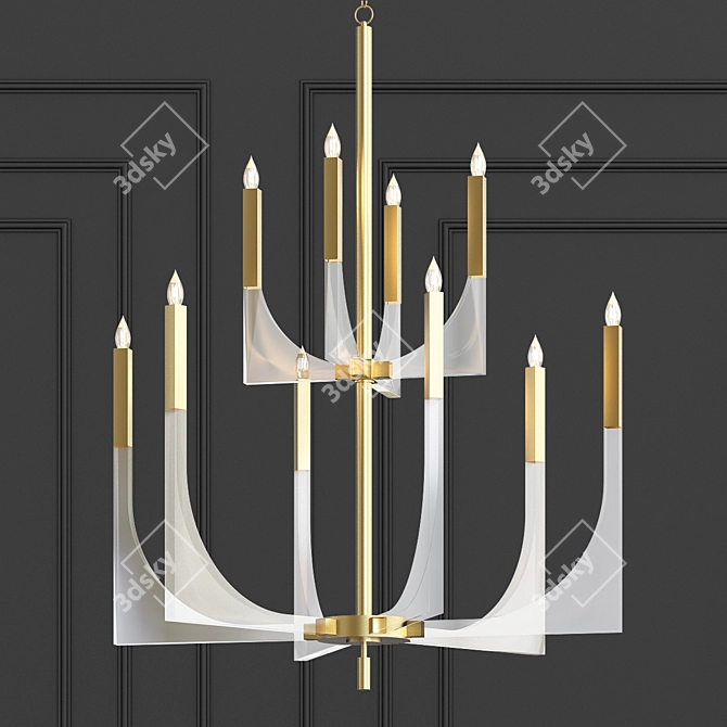 Modern Acrylic Brass Chandelier 3D model image 1