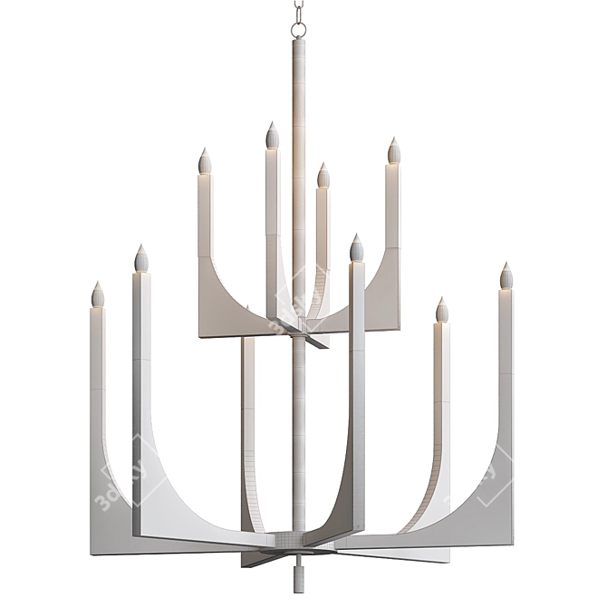 Modern Acrylic Brass Chandelier 3D model image 3