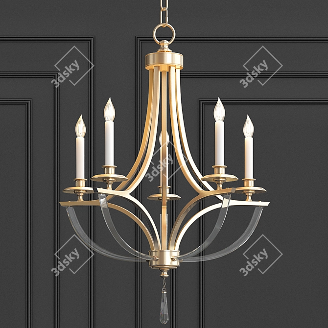 Bent Crystal Chandelier: Elegant Illumination 3D model image 1