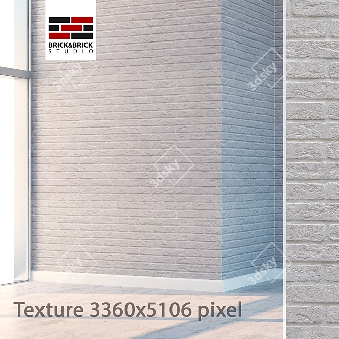 Seamless White Brick Texture 3D model image 1