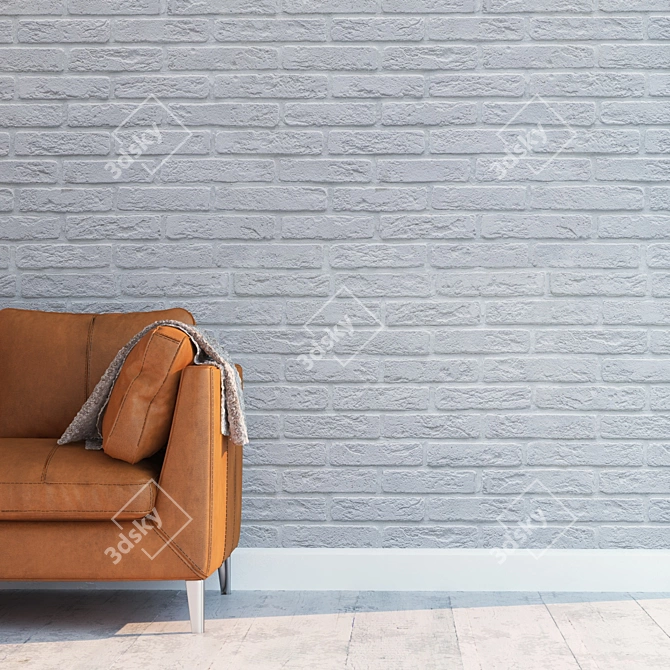 Seamless White Brick Texture 3D model image 2