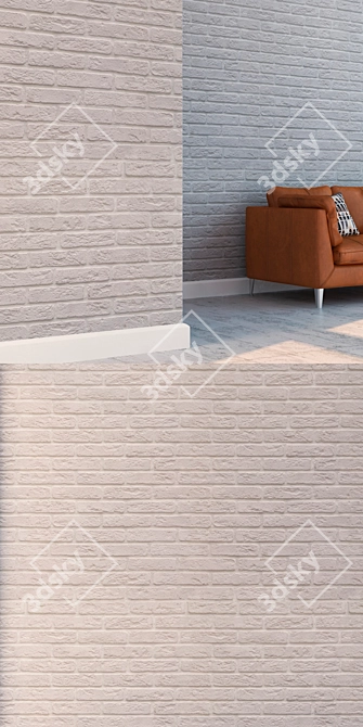 Seamless White Brick Texture 3D model image 3