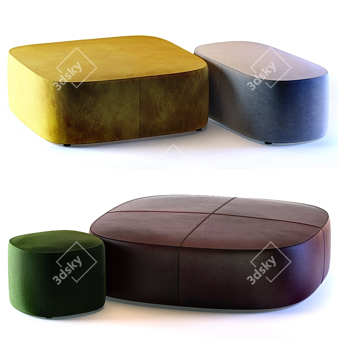 Elegant Domino Next Poufs 3D model image 1