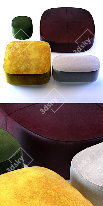 Elegant Domino Next Poufs 3D model image 2