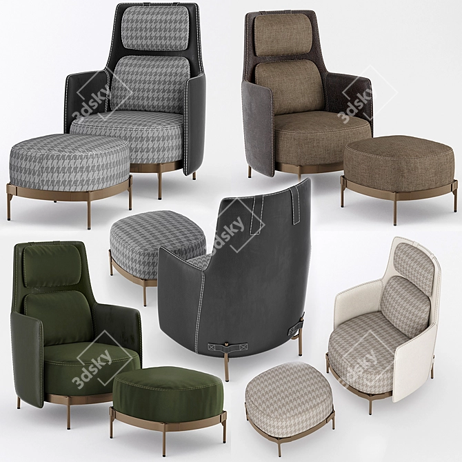 Sleek and Modern Tape Armchairs 3D model image 1