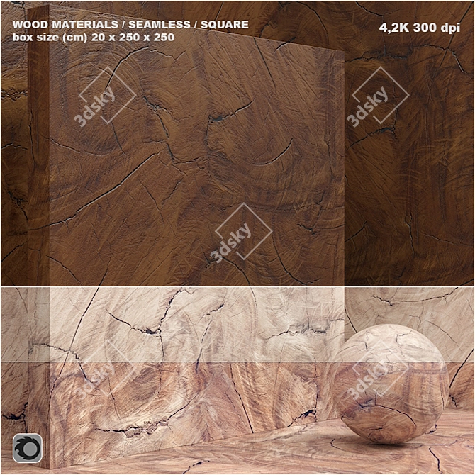 Seamless Wood Slab Set 35 - 4.2K Textures 3D model image 1