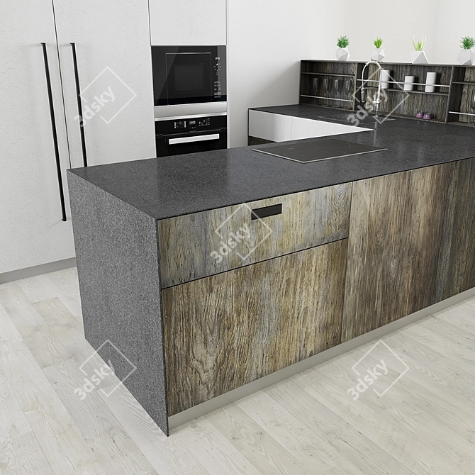 Rustic Oldwood Kitchen 3D model image 2