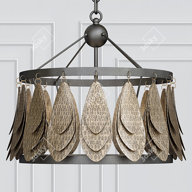 Elegant Rio Chandelier: Vintage Brass Finish 3D model image 1