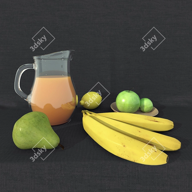 Vibrant Fruit Still Life 3D model image 1