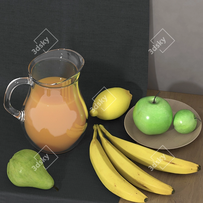 Vibrant Fruit Still Life 3D model image 2