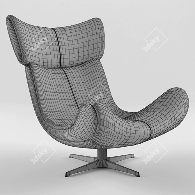 Luxurious Brown Fabric Lounge Chair 3D model image 3