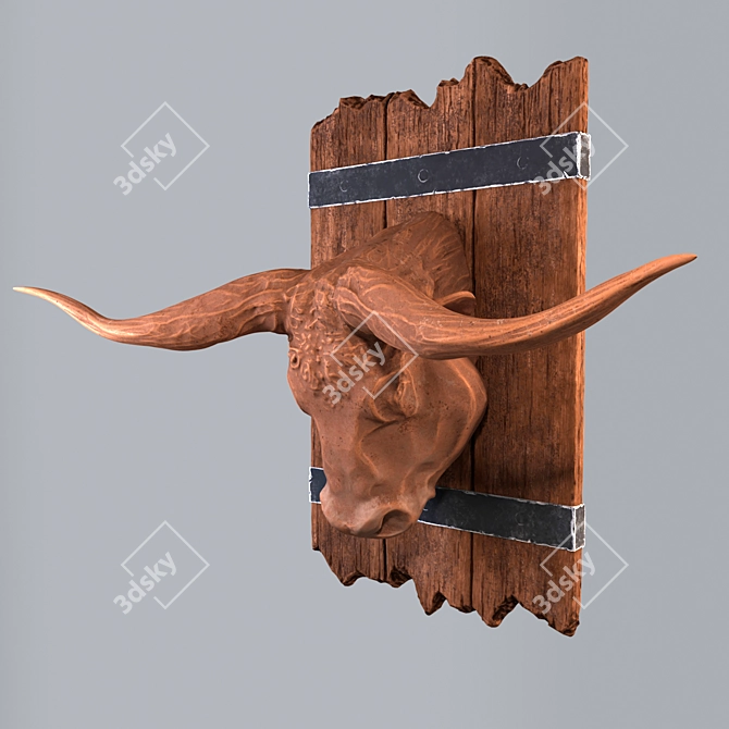 Decorative Bull Head Sculpture 3D model image 2