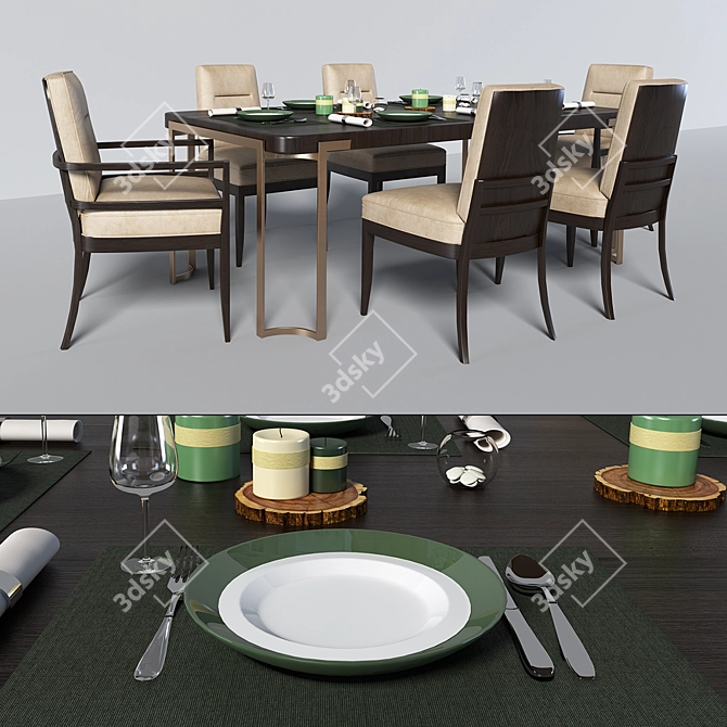 Modern Artisan Dining Set 3D model image 1