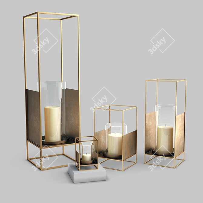 Bronze Metal Lantern: Stylish Décor 3D model image 1