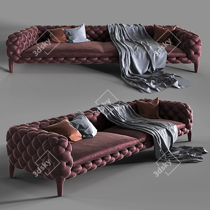 Modern Three-Seater Sofa: 314cm Width, 100cm Depth, 65cm Height 3D model image 1