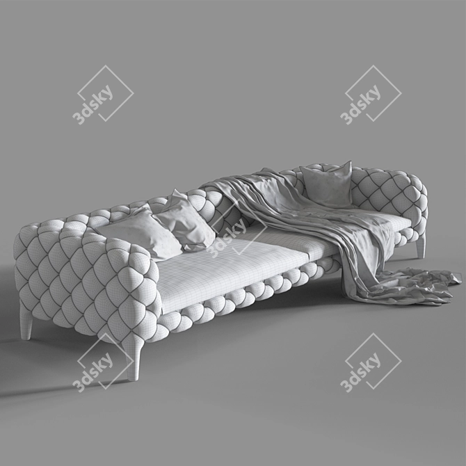 Modern Three-Seater Sofa: 314cm Width, 100cm Depth, 65cm Height 3D model image 3