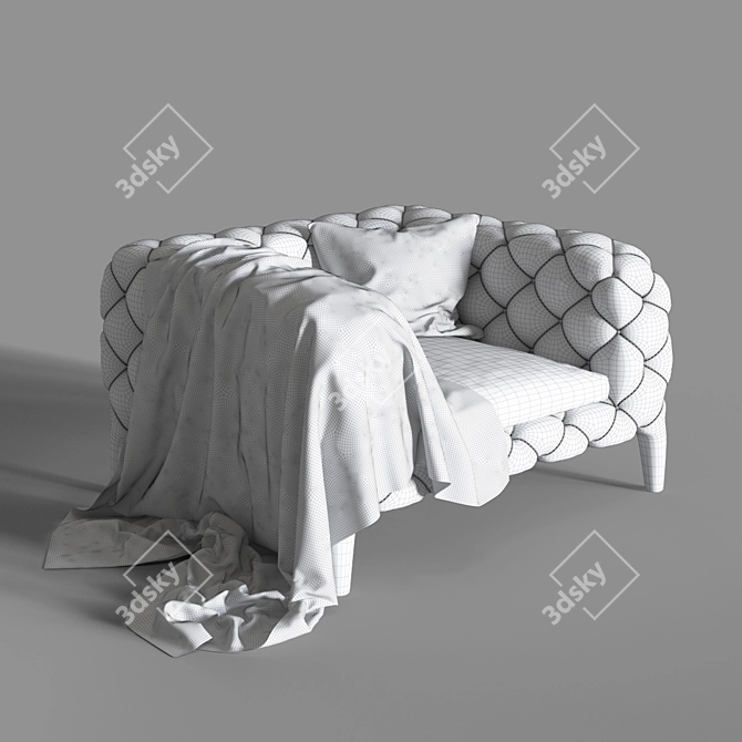 Cozy Velvet Armchair 3D model image 3