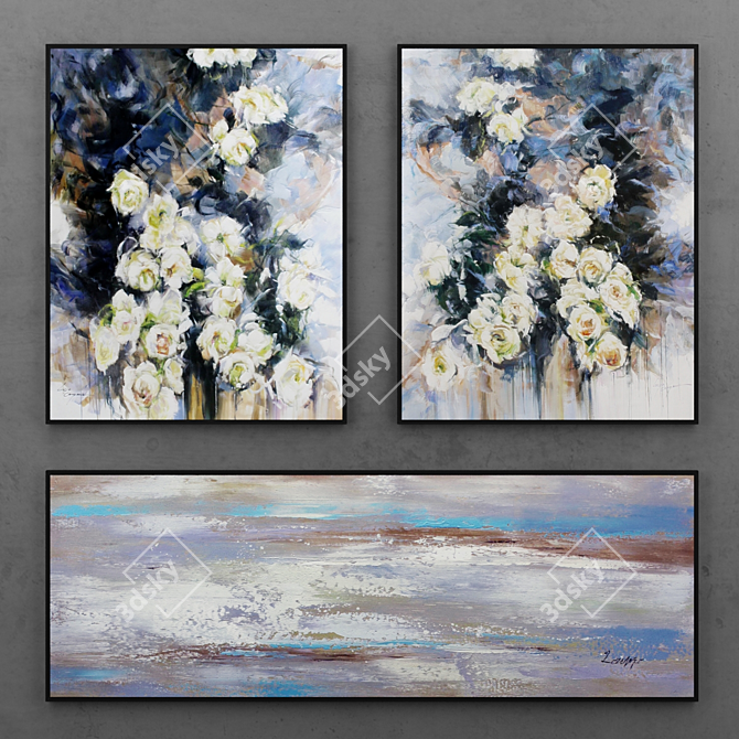 Abstract Flowers | Modern Expressionist Paintings 3D model image 1