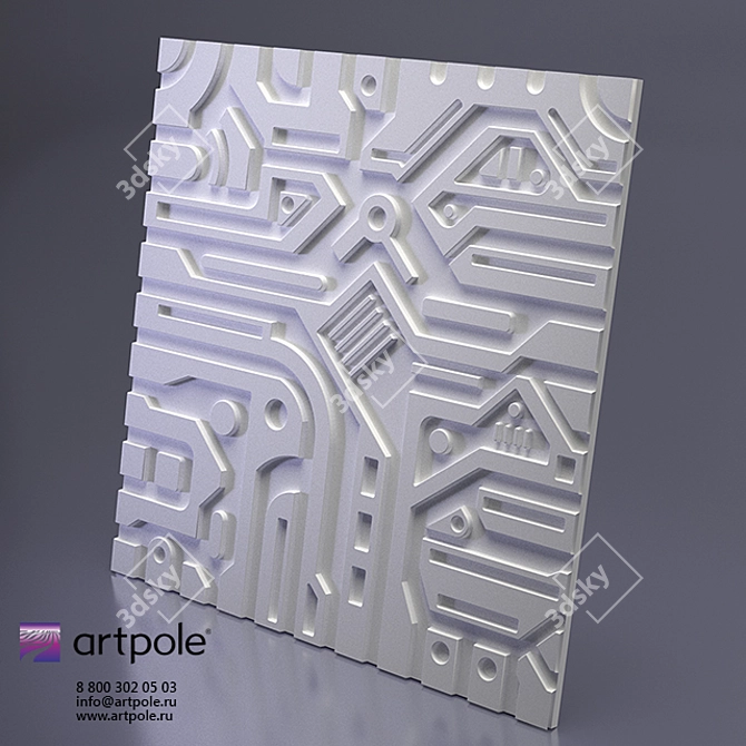 Ex-MACHINA 3D Panel: Intricate Gypsum Art 3D model image 1
