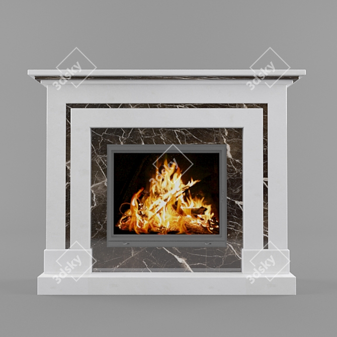 Elegant Marble Fireplace Portal 3D model image 1