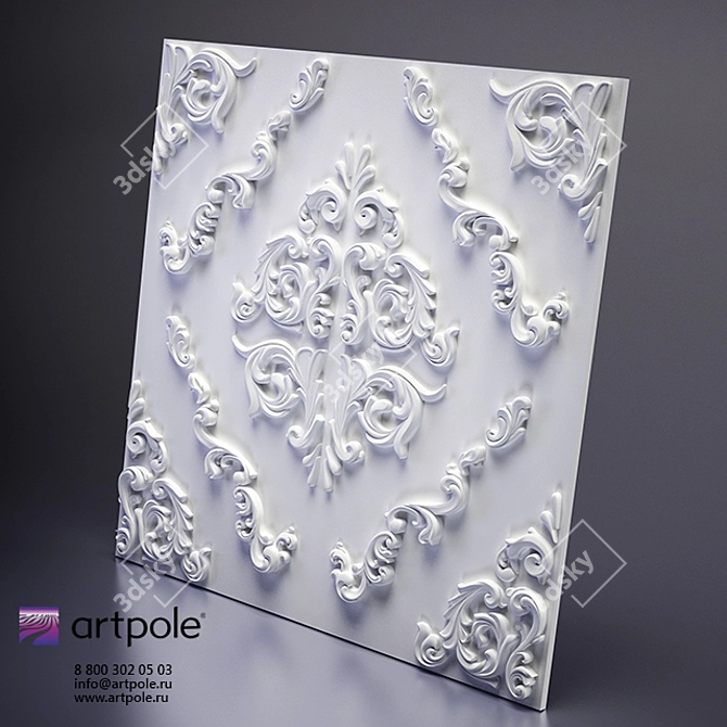 Versalle 3D Panel: Stylish Gypsum Finish 3D model image 1