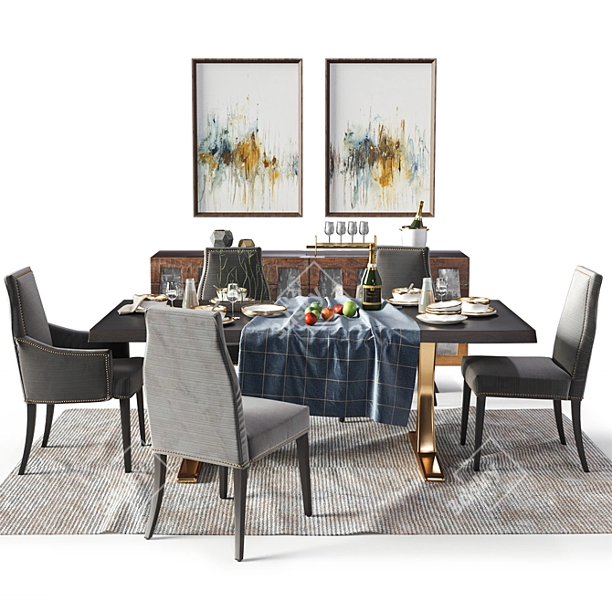 Elegant Dining Set: Toulus Table & Oliver Chairs 3D model image 1