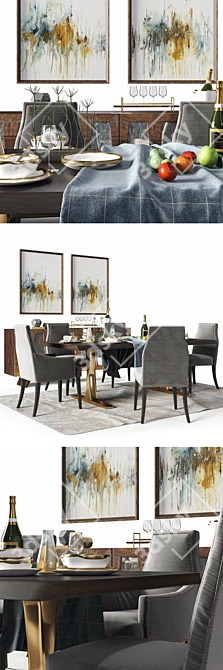 Elegant Dining Set: Toulus Table & Oliver Chairs 3D model image 2