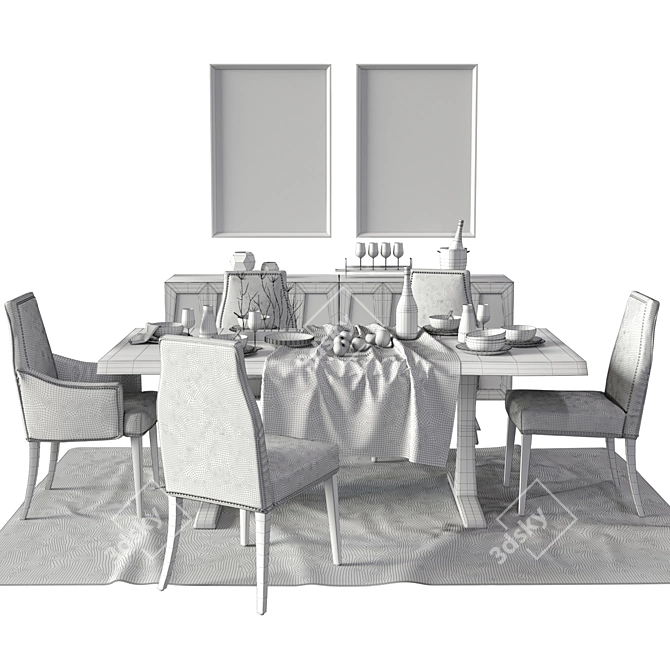 Elegant Dining Set: Toulus Table & Oliver Chairs 3D model image 3